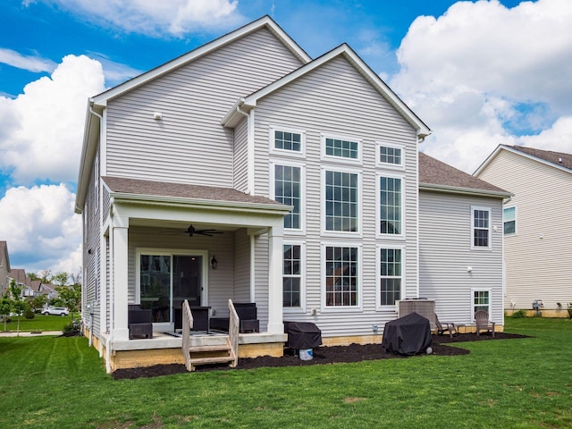 757 Avebury Dr, Pickerington, OH 43147 - back of property featuring a lawn and ceiling fan