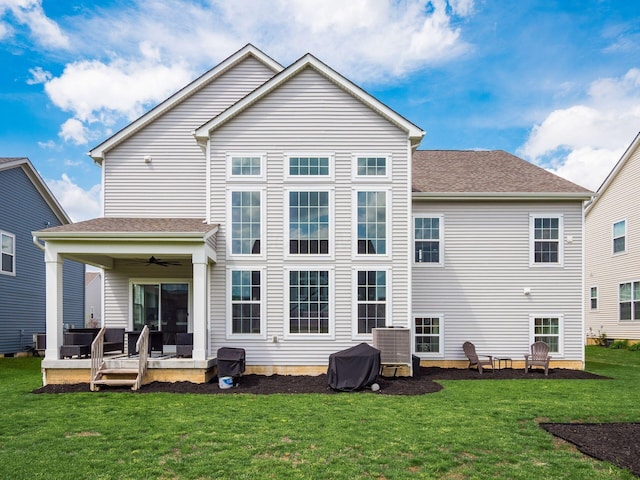 757 Avebury Dr, Pickerington, OH 43147 - rear view of property featuring a ceiling fan and a yard