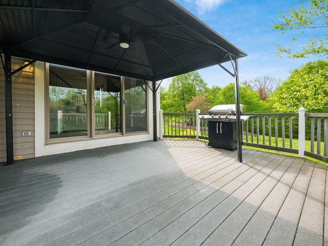 wooden deck with a gazebo