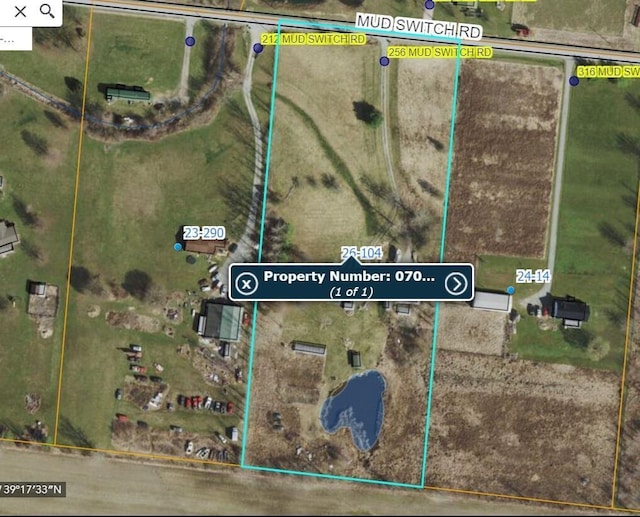 256 Mudswitch Rd, Martinsville, OH 45146 - aerial overview of property's location with property parcel outlined