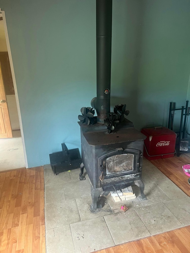 256 Mudswitch Rd, Martinsville, OH 45146 - detailed view of a wood stove and wood finished floors