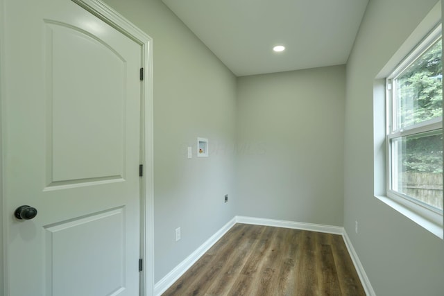 324 E Mound St, Circleville, OH 43113 - interior space featuring laundry area, a wealth of natural light, hookup for a washing machine, and dark wood-type flooring