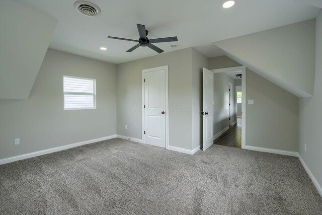 324 E Mound St, Circleville, OH 43113 - bonus room featuring visible vents, baseboards, ceiling fan, and carpet floors