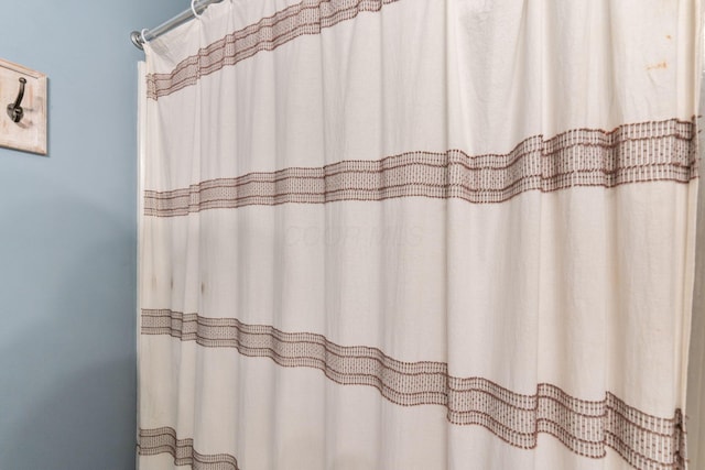 bathroom featuring a shower with shower curtain