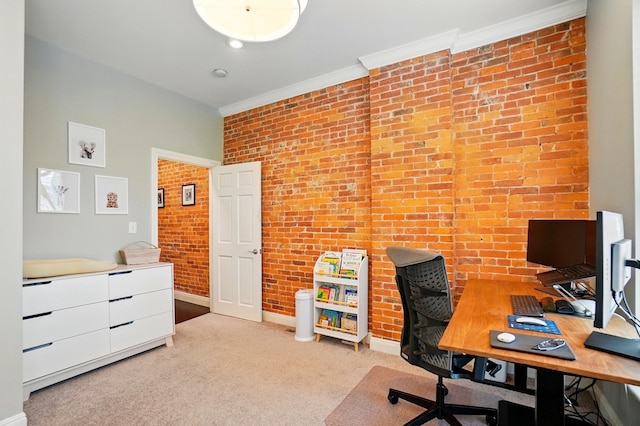 931 Dennison Ave, Columbus, OH 43201 - office space with crown molding, baseboards, and brick wall