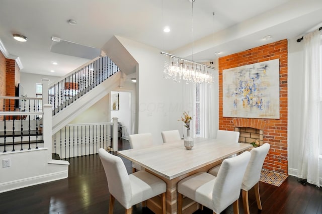 931 Dennison Ave, Columbus, OH 43201 - dining space featuring recessed lighting, stairs, baseboards, and hardwood / wood-style flooring