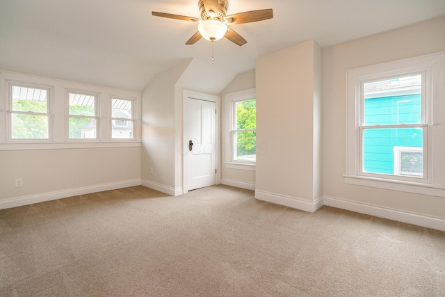 24 Brighton Rd, Columbus, OH 43202 - carpeted spare room featuring baseboards, ceiling fan, and vaulted ceiling