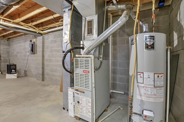6010 Acropolis Way, Columbus, OH 43231 - utility room featuring gas water heater, heating unit, and electric panel