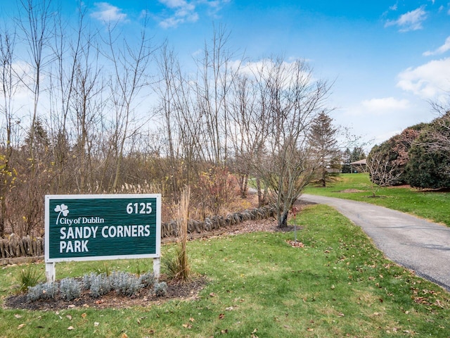 view of property's community featuring a lawn
