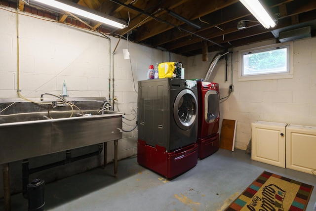 1660 Ridgeway Pl, Columbus, OH 43212 - basement with washing machine and clothes dryer and a sink