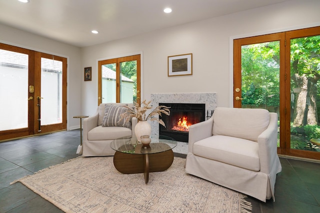 1660 Ridgeway Pl, Columbus, OH 43212 - living area with a fireplace and recessed lighting