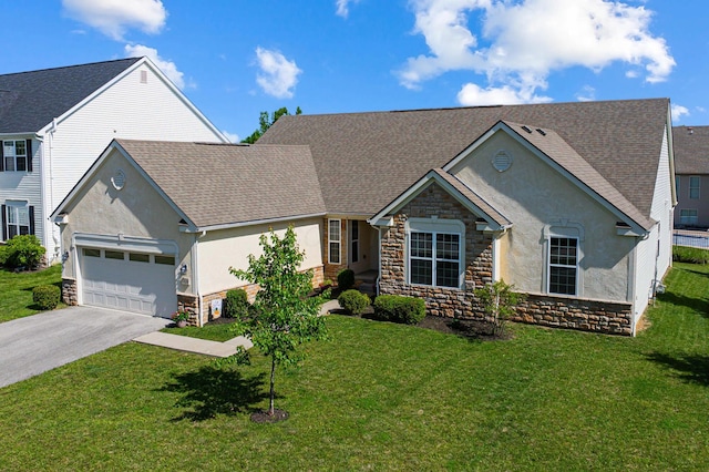 2826 Crosshurst Ct, Grove City, OH 43123 - view of front facade featuring stone siding, stucco siding, asphalt driveway, and an attached garage