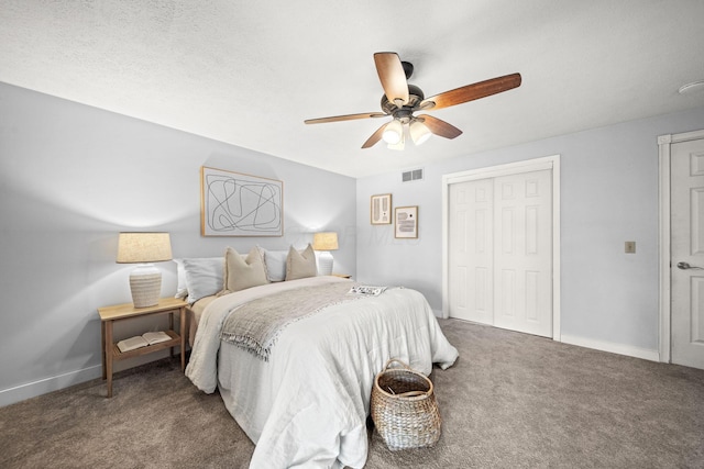 2825 Kings Corners Rd E, Mansfield, OH 44904 - bedroom with carpet, a ceiling fan, baseboards, and a closet