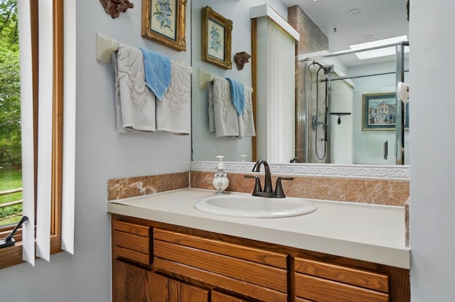 8292 Breckenridge Way, Columbus, OH 43235 - bathroom featuring vanity, a shower stall, and healthy amount of natural light