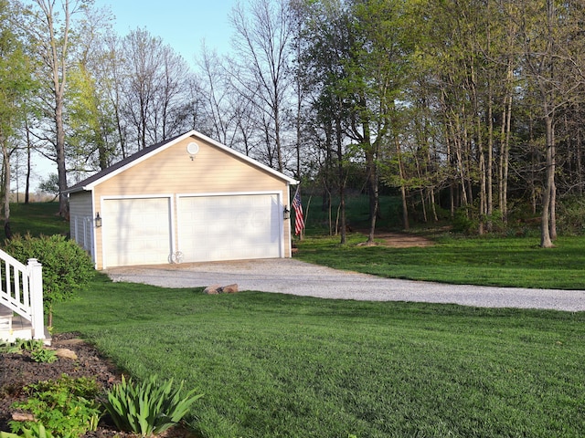 view of detached garage
