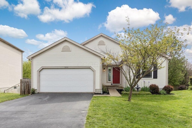3102 Menzola Dr, Columbus, OH 43228 - ranch-style house with driveway, a garage, and a front yard
