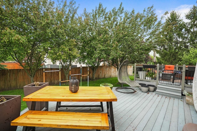 3998 Kul Cir S, Hilliard, OH 43026 - deck featuring a fenced backyard and outdoor dining space