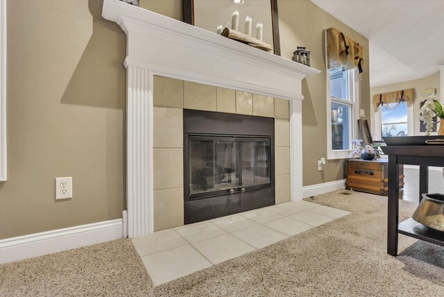 4650 Commons Park Dr, New Albany, OH 43054 - detailed view of a fireplace, carpet, and baseboards