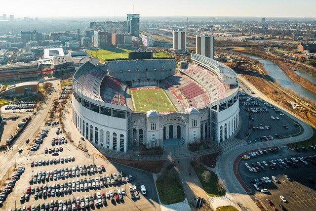 drone / aerial view featuring a view of city
