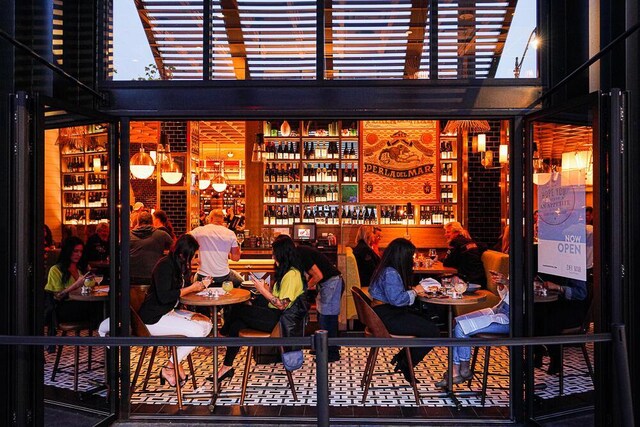 wine room with a community bar