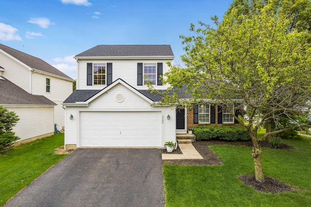 2284 Brisum Way, Hilliard, OH 43026 - traditional home featuring driveway, a front lawn, a garage, and roof with shingles