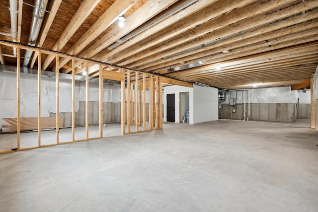 view of unfinished basement