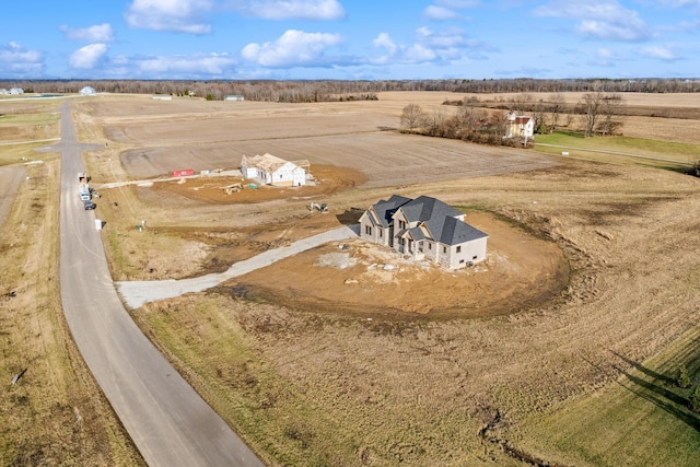 birds eye view of property with a rural view