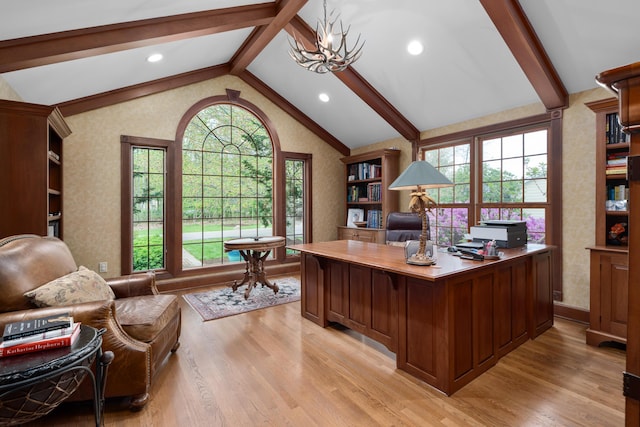 7870 Cook Rd, Plain City, OH 43064 - office space featuring light wood-style floors, plenty of natural light, a chandelier, and recessed lighting