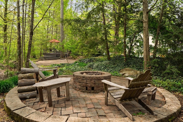 7870 Cook Rd, Plain City, OH 43064 - view of patio with an outdoor fire pit
