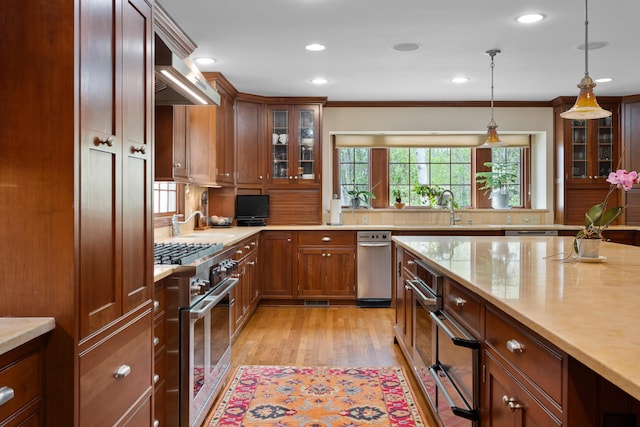 7870 Cook Rd, Plain City, OH 43064 - kitchen featuring high end stainless steel range, plenty of natural light, a sink, light wood finished floors, and recessed lighting