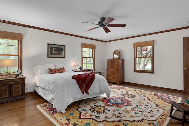 7870 Cook Rd, Plain City, OH 43064 - bedroom featuring multiple windows, wood finished floors, baseboards, and ornamental molding