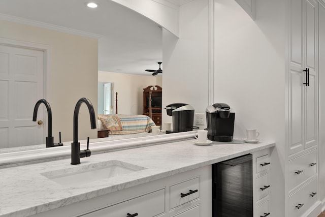 7870 Cook Rd, Plain City, OH 43064 - bar area featuring a sink, beverage cooler, and recessed lighting