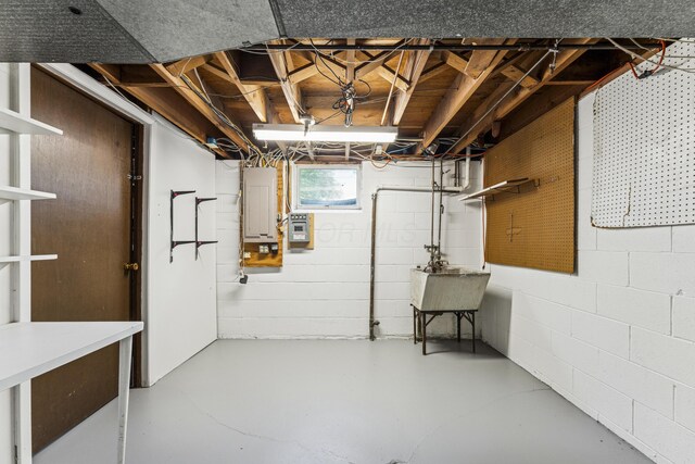 4188 Gavin Ln, Upper Arlington, OH 43220 - below grade area featuring concrete block wall, a sink, and electric panel