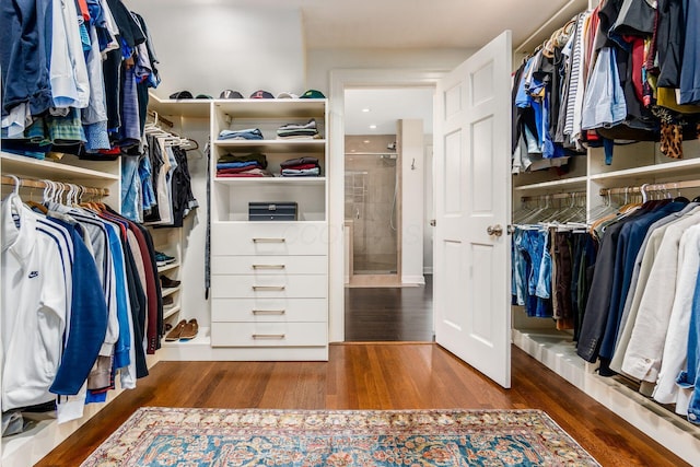 spacious closet with wood finished floors