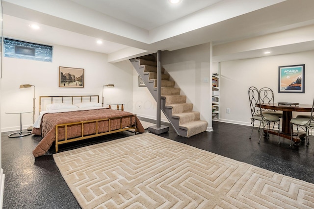 bedroom featuring baseboards and recessed lighting