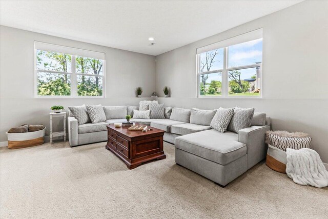 9129 Coe Dr, Plain City, OH 43064 - carpeted living area featuring recessed lighting