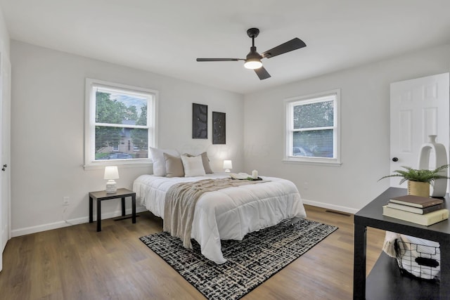 4502 Aragon Ave, Columbus, OH 43227 - bedroom with baseboards, multiple windows, visible vents, and wood finished floors