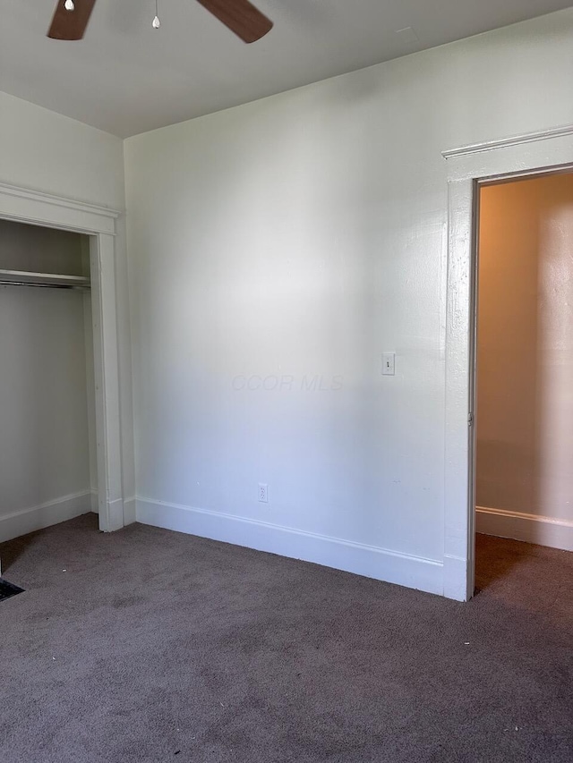 233-235 N 13th St, Newark, OH 43055 - unfurnished bedroom featuring carpet, baseboards, a closet, and ceiling fan