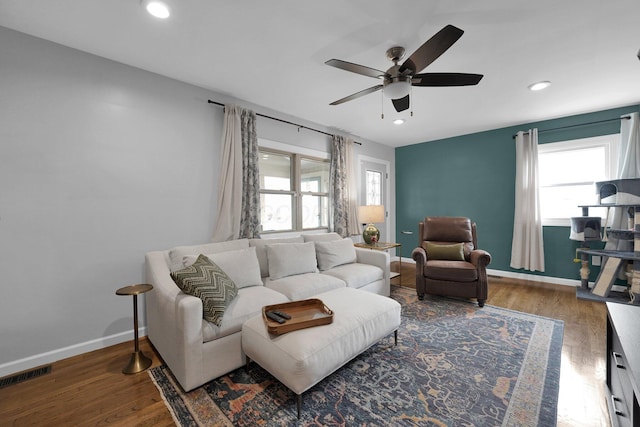 591 French Dr, Columbus, OH 43228 - living room with plenty of natural light, ceiling fan, baseboards, and recessed lighting