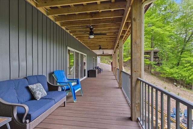 659 Natchez Ln, Sugar Grove, OH 43155 - wooden terrace featuring ceiling fan