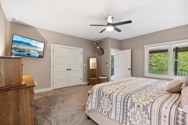 659 Natchez Ln, Sugar Grove, OH 43155 - carpeted bedroom featuring baseboards, a closet, and ceiling fan