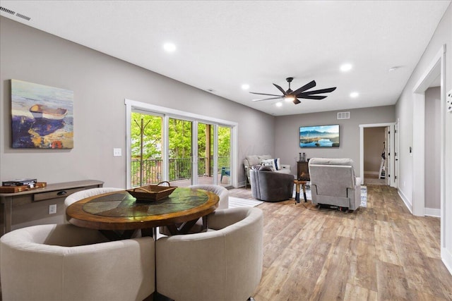 659 Natchez Ln, Sugar Grove, OH 43155 - dining space with a ceiling fan, light wood-style floors, recessed lighting, and baseboards