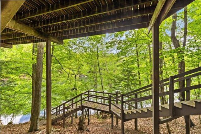 259 Shawnee Ln Unit L, Sugar Grove, OH 43155 - wooden terrace featuring stairway