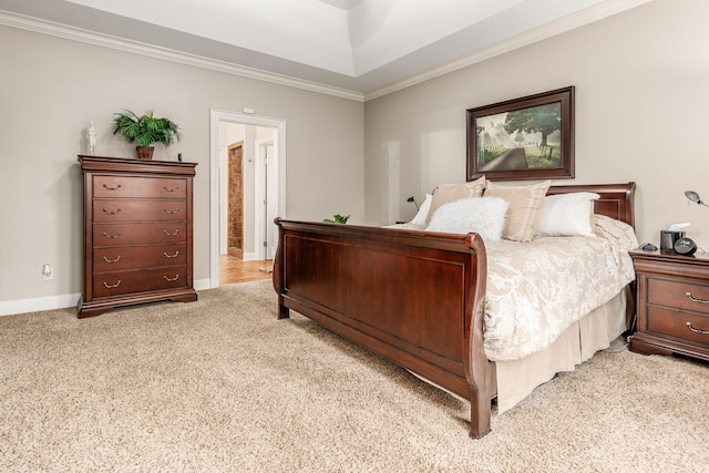 5464 Slater Rdg, Westerville, OH 43082 - bedroom featuring light colored carpet, crown molding, and baseboards