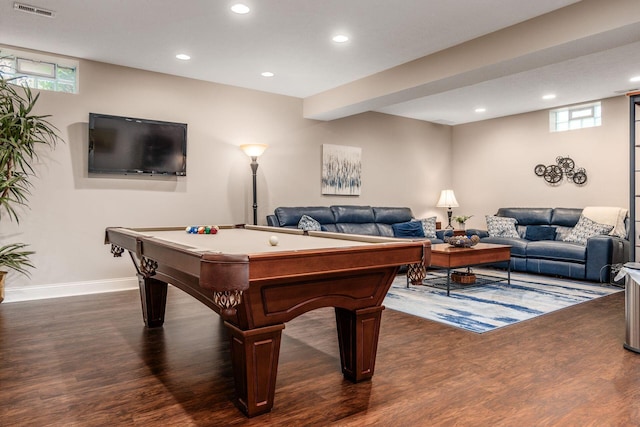 5464 Slater Rdg, Westerville, OH 43082 - game room featuring dark wood-style floors, recessed lighting, baseboards, and billiards