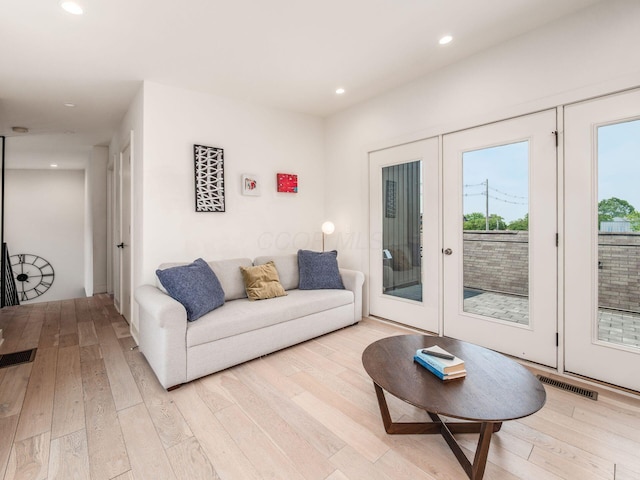 460 S Lane Unit 460, Columbus, OH 43206 - living room featuring light wood-style floors, recessed lighting, and french doors