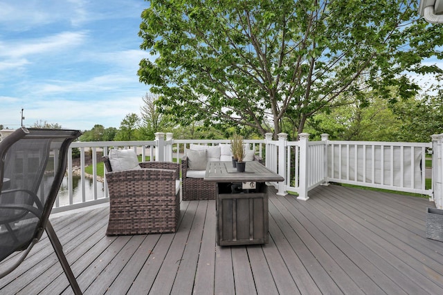 4215 Mack Ct, Powell, OH 43065 - wooden deck with an outdoor living space and a water view