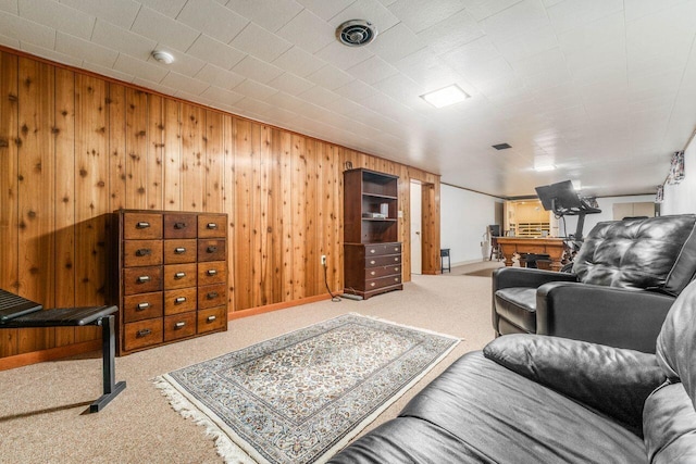 2040 Riggs Rd, Newark, OH 43055 - living area featuring carpet floors and wood walls