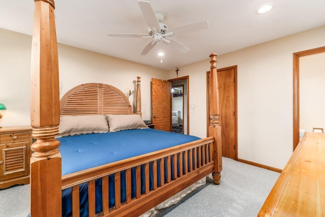 2040 Riggs Rd, Newark, OH 43055 - carpeted bedroom featuring recessed lighting, baseboards, and a ceiling fan