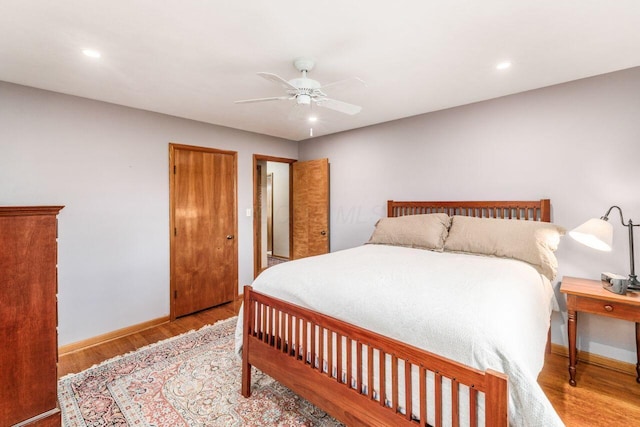 2040 Riggs Rd, Newark, OH 43055 - bedroom featuring wood finished floors, baseboards, ceiling fan, and recessed lighting
